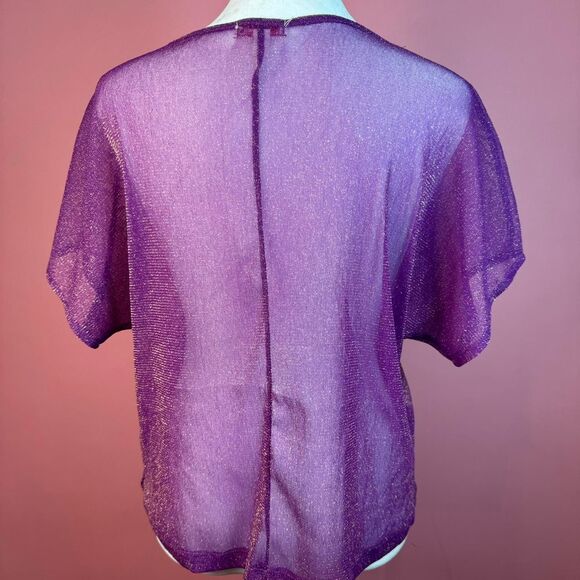 Y2K Bongo purple sheer mesh sparkle top with butterfly graphic🎀 - Picture 4 of 7